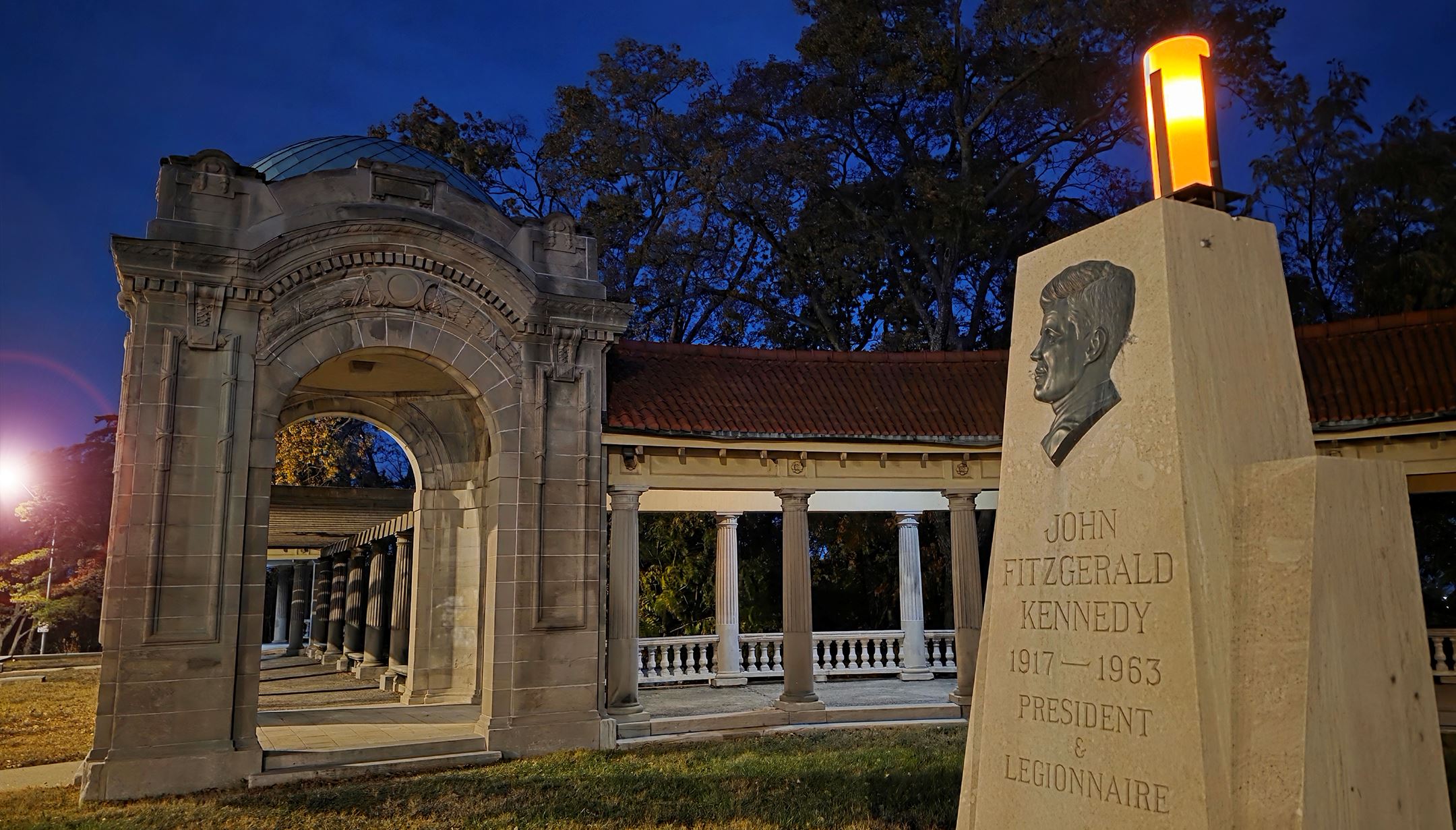 JFK Torch - Electric Light Keeps Torch Above JFK Memorial Burning